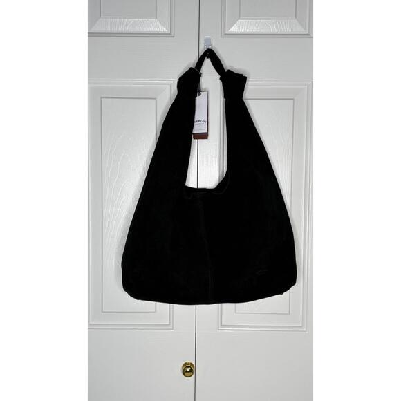 Handbags - American Leather Co. Marietta Knot Hobo 2.0 Black Suede Shoulder Bag NWT $195